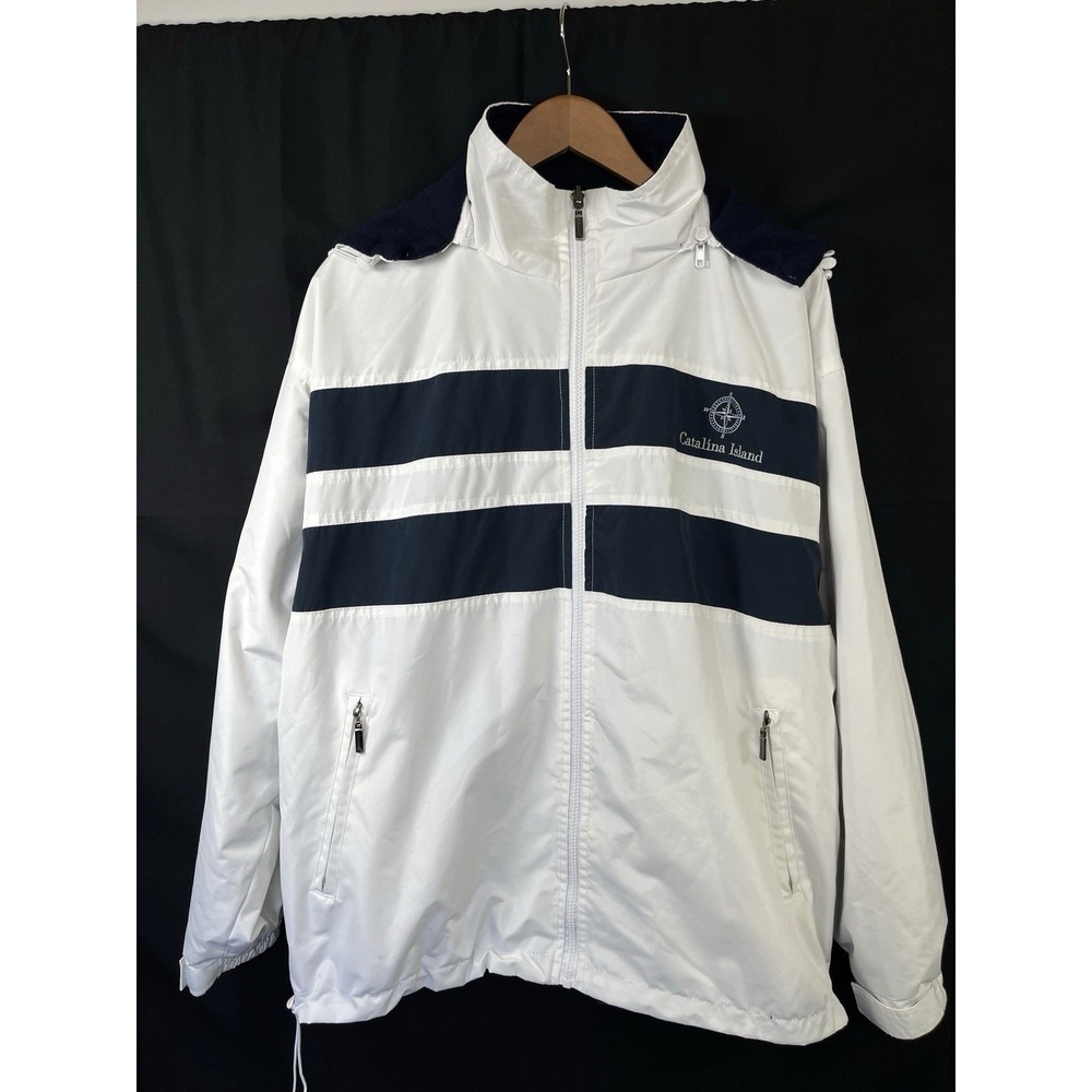 Vintage Cheneral Mens Catalina Island Reversible Allweather‎ Hooded Jacket Large
